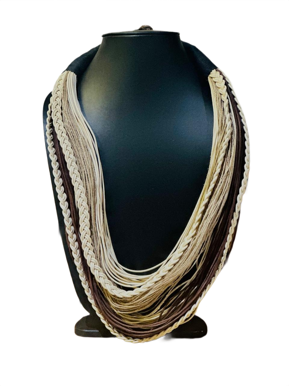 Handcrafted multi layer thread statement necklace in earth tones