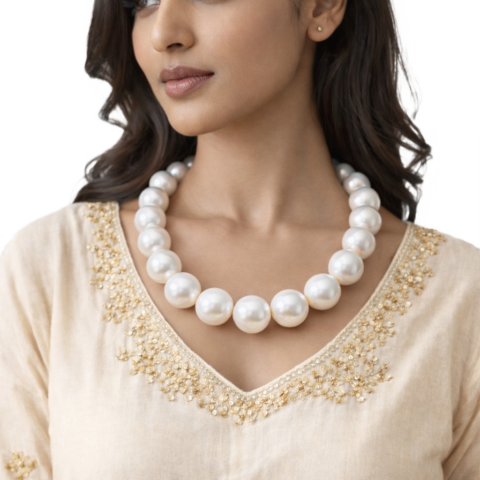 classic white pearl necklace large round pearls elegant jewelry for women