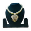 Gold-Tone Choker Necklace with Gold Stone Pendant – Oxidised Tribal Statement Jewellery