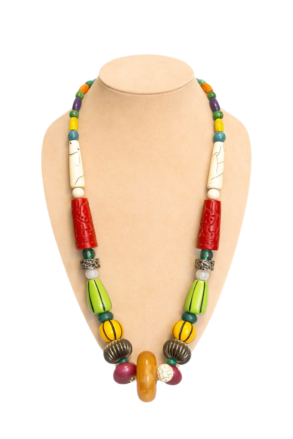 colorful chunky tribal bead necklace handmade boho ethnic jewelry for women