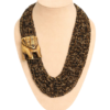 multi strand brown bead necklace with elephant motif ethnic boho jewelry for women