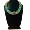 handcrafted cotton necklace with mint green bead floral detailing for women