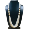 ong white beaded multi layer necklace with stone accents for women