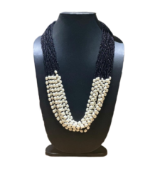Black beaded multi strand pearl necklace statement jewellery