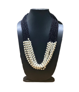 Black beaded multi strand pearl necklace statement jewellery
