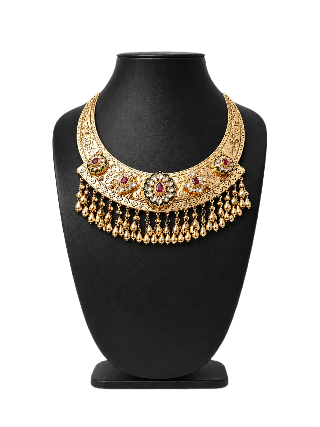 Traditional bridal gold choker necklace for wedding and festive wear