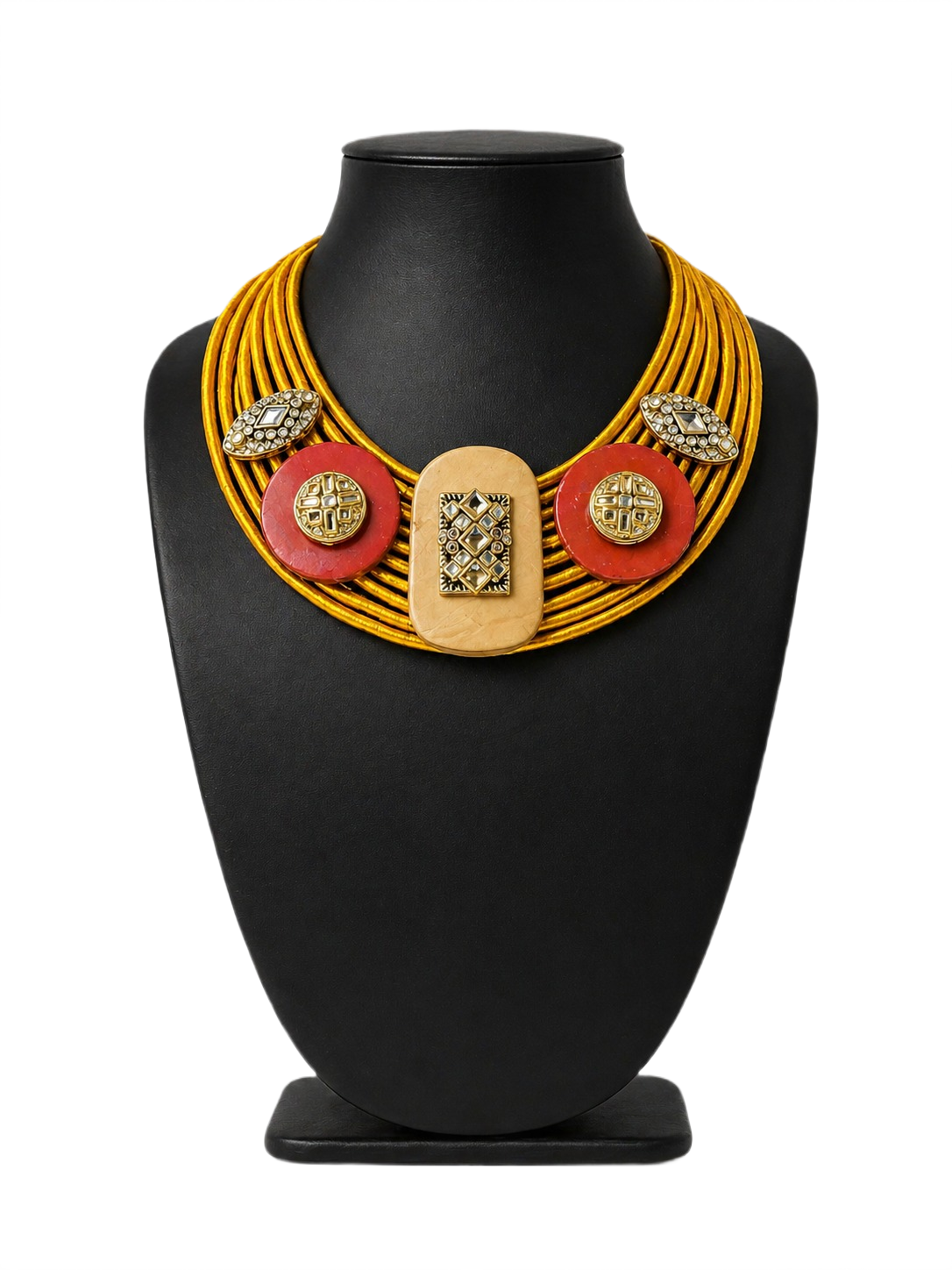 Handcrafted statement collar necklace for women designer fusion jewellery