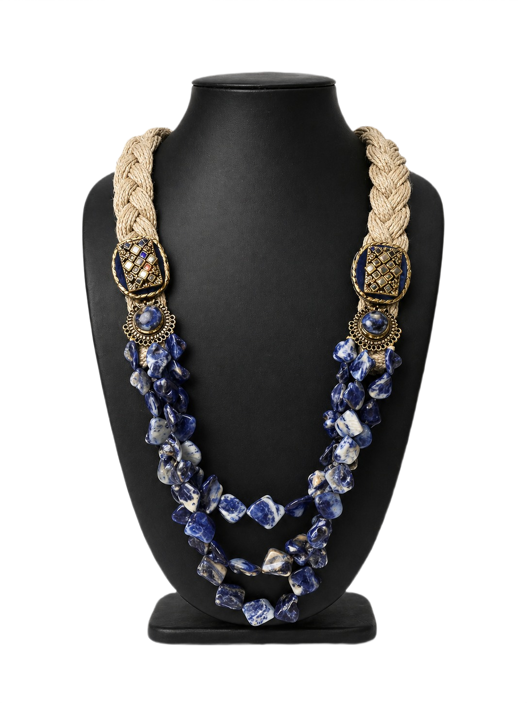 Sapphire Mist Jute & Stone Necklace