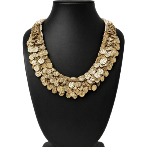 Antique Gold Coin Statement Necklace – Handcrafted Layered Festive Jewellery