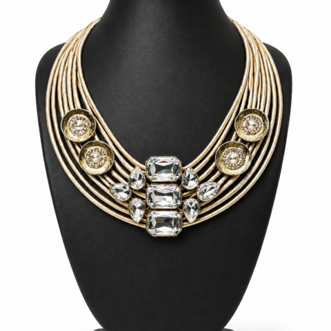 Royal Jute & Crystal Statement Necklace