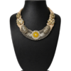 Handcrafted ethnic choker necklace with yellow accent stone