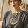 Handcrafted statement pendant necklace with stone detailing and artisan design