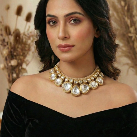 Handcrafted jute choker set with boho ethnic design