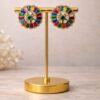 Multicolor Stone Statement Stud Earrings for Women | Round Kundan Style Jewellery