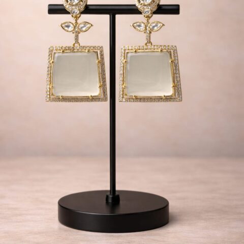 White stone square drop earrings for women wedding jewellery