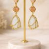 gold statement drop earrings abstract stone designer party wear earrings women